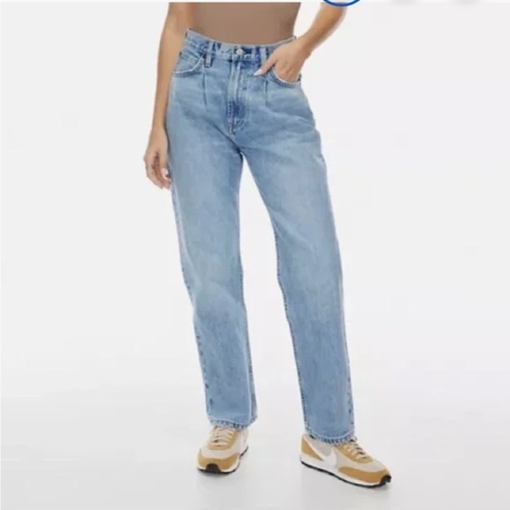 Aritzia Denim Forum The Anita Super High Loose Blue Jeans Size 24 Pleated Cotton